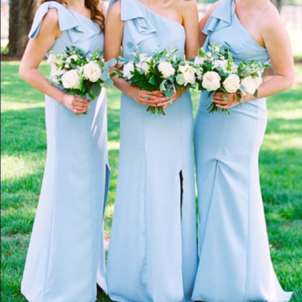 Pale blue bridesmaid gown